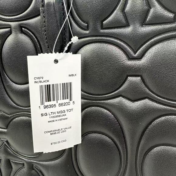 Coach Large Maggie Tote Bag In Blocked Signature Leather Black CY672 $598 - Picture 7 of 12